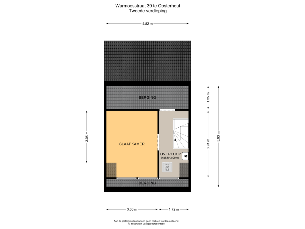 View floorplan of Tweede verdieping of Warmoesstraat 39