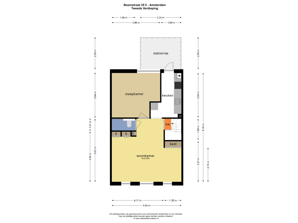 Bekijk plattegrond van TWEEDE VERDIEPING van Boomstraat 35-H