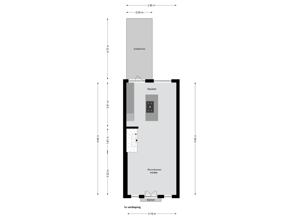 Bekijk plattegrond van 1e verdieping van Kerkstraat 164-H