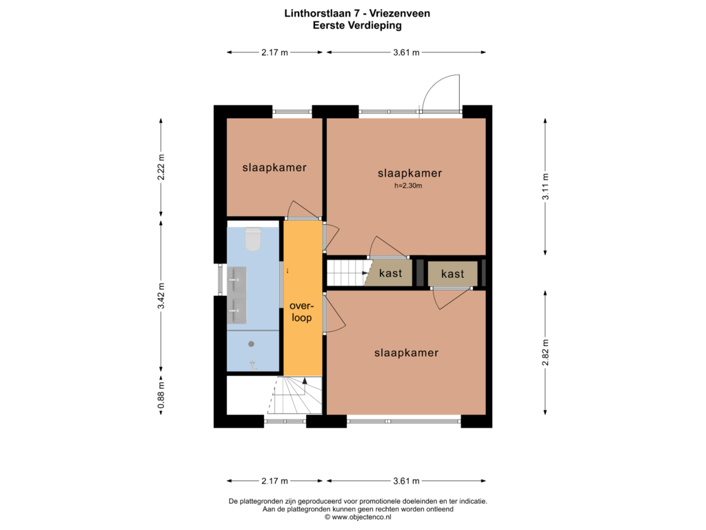 View floorplan of EERSTE VERDIEPING of Linthorstlaan 7