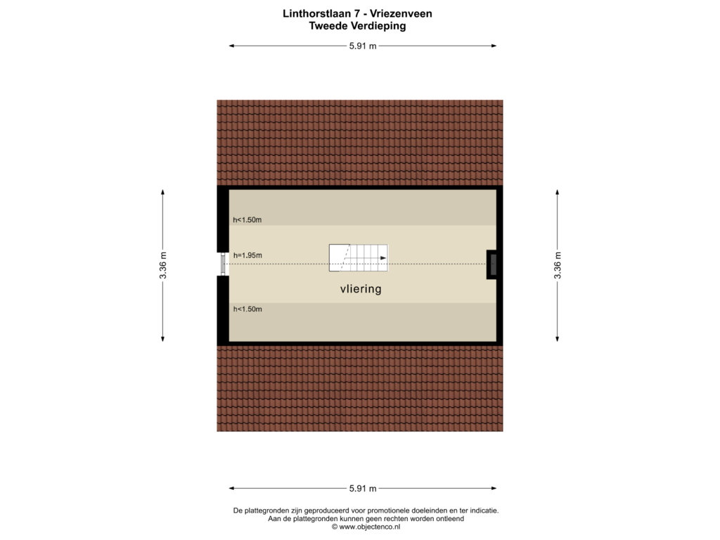 View floorplan of TWEEDE VERDIEPING of Linthorstlaan 7