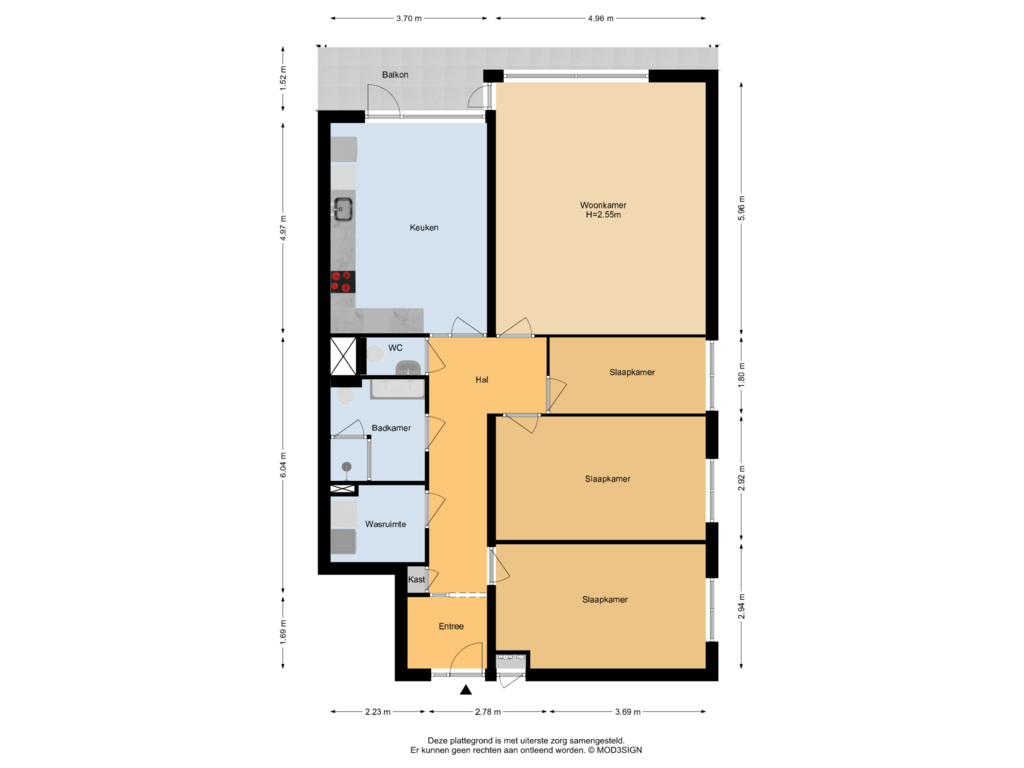 Bekijk plattegrond van Appartement van Waddenstraat 313