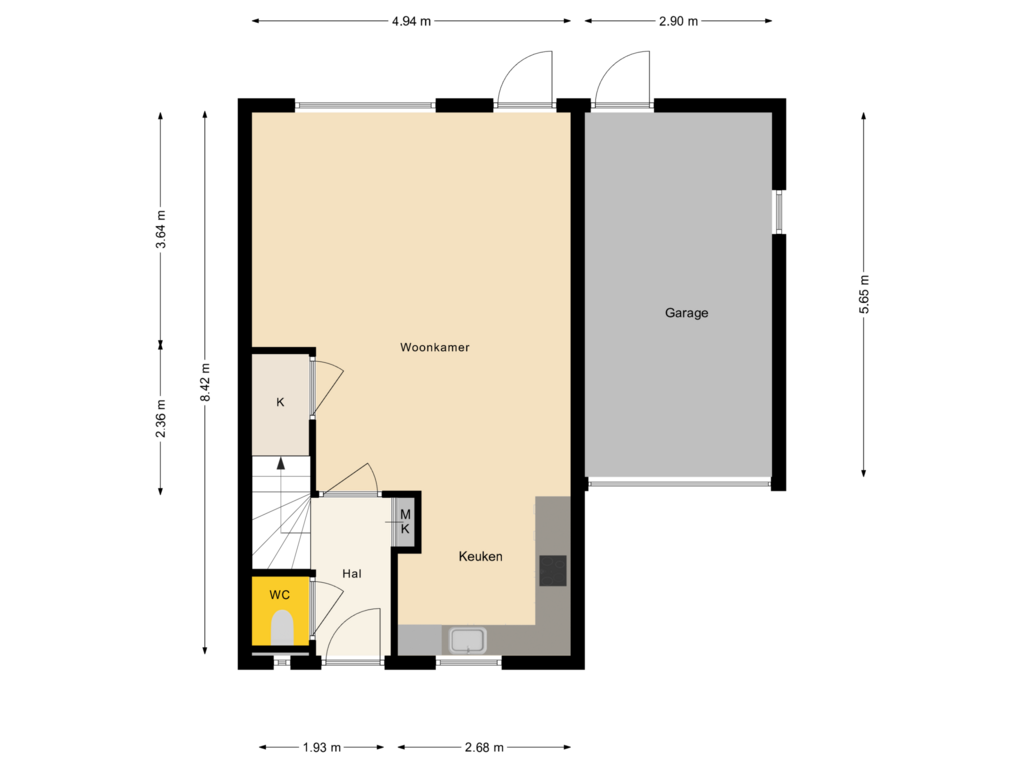 View floorplan of Begane Grond of Onstein 24