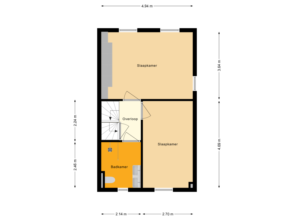 View floorplan of 1e Verdieping of Onstein 24