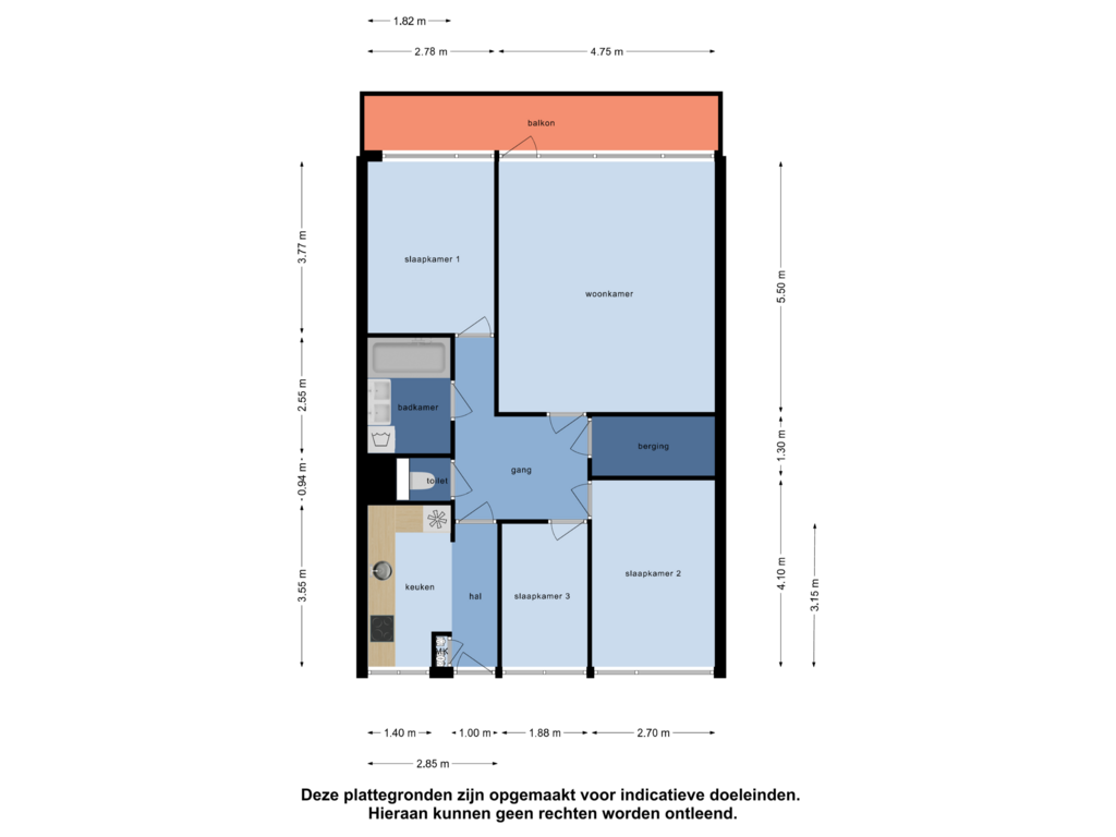 View floorplan of Appartement of Frederik van Eedenplaats 67