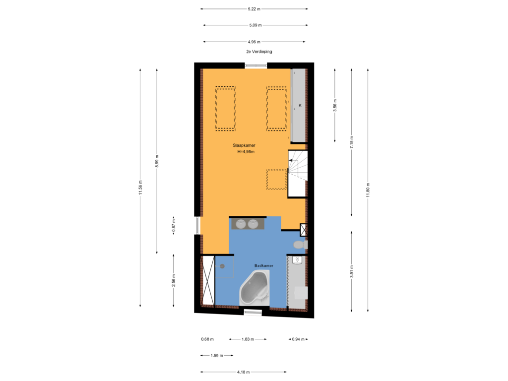 Bekijk plattegrond van 2e Verdieping van Vlamingstraat 72