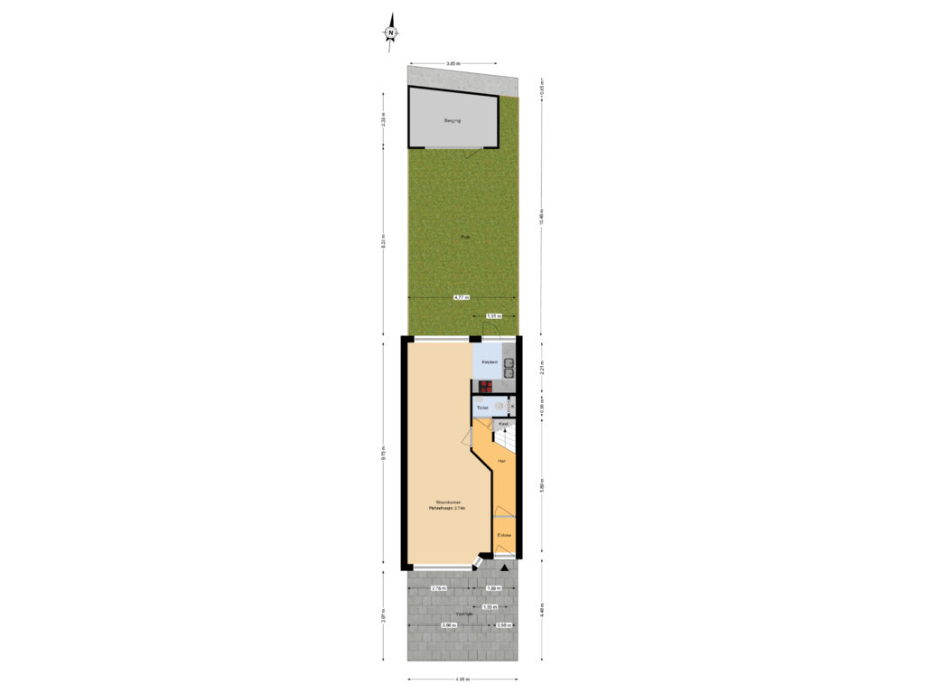 Bekijk plattegrond van Begane grond tuin van Surinamesingel 4