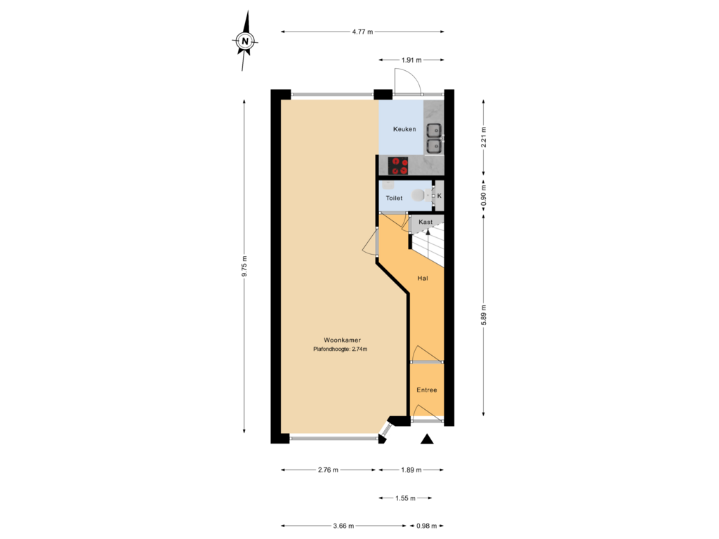 Bekijk plattegrond van Begane grond		 van Surinamesingel 4