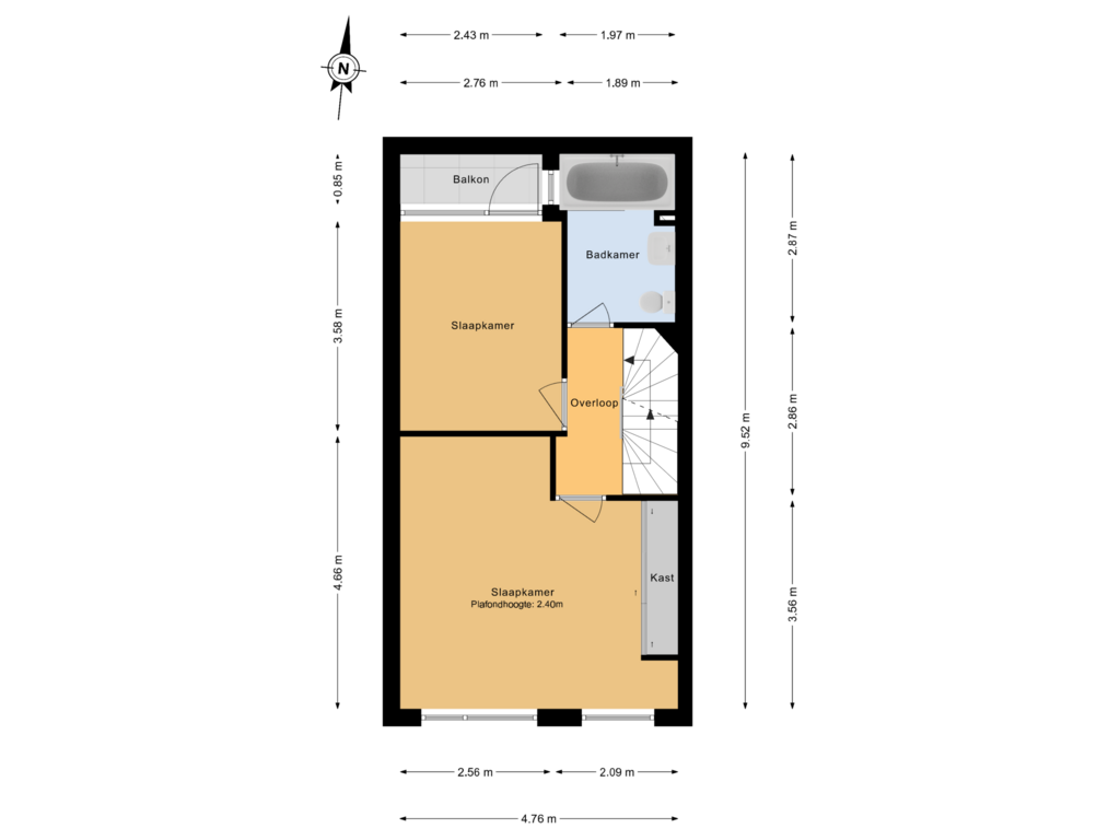 Bekijk plattegrond van 1e verdieping		 van Surinamesingel 4