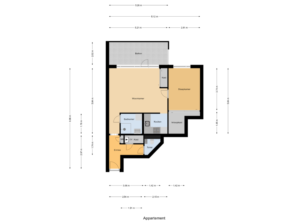 Bekijk plattegrond van Appartement van Westrak 46