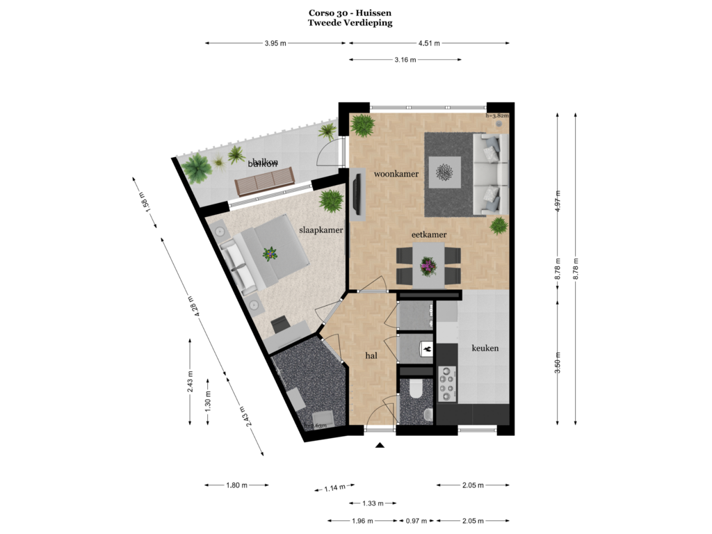 Bekijk plattegrond van TWEEDE VERDIEPING van Corso 30