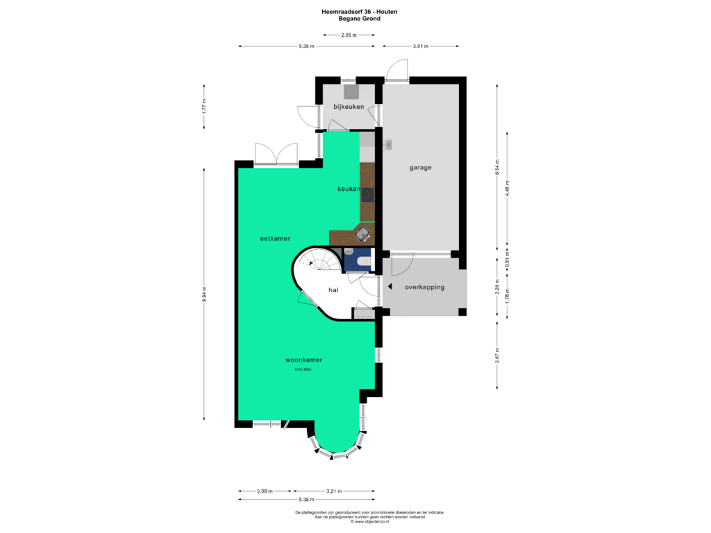 Bekijk plattegrond van Begane Grond van Heemraadserf 36