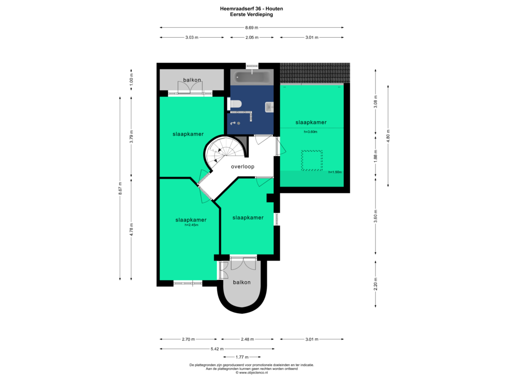 Bekijk plattegrond van Eerste Verdieping van Heemraadserf 36