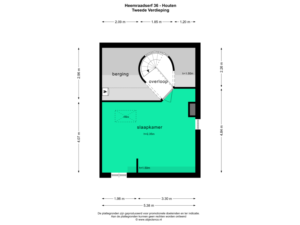 Bekijk plattegrond van Tweede Verdieping van Heemraadserf 36