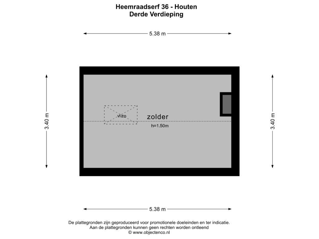 Bekijk plattegrond van Derde Verdieping van Heemraadserf 36