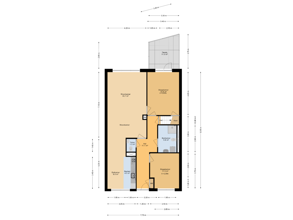 Bekijk plattegrond van 1e verdieping van Lieuwkemastraat 27