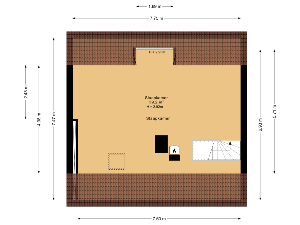 Bekijk plattegrond van 2e verdieping van Lieuwkemastraat 27