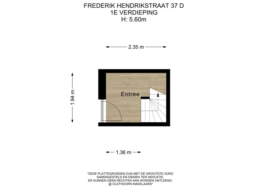 Bekijk plattegrond van Entree van Frederik Hendrikstraat 37-D