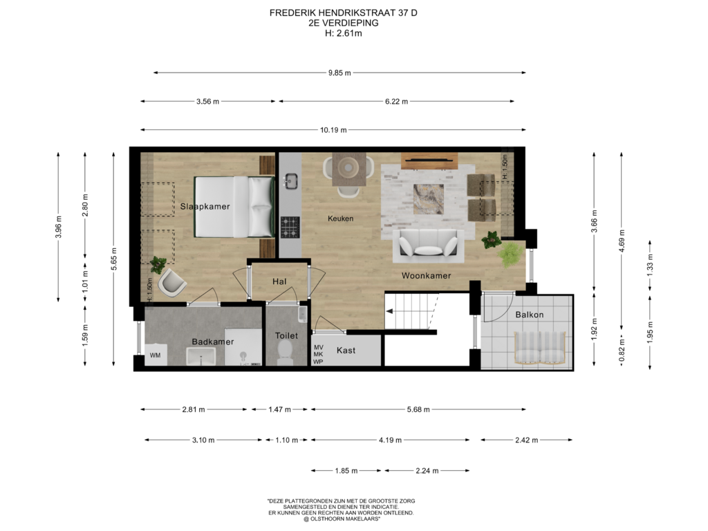 Bekijk plattegrond van 1e verdieping van Frederik Hendrikstraat 37-D