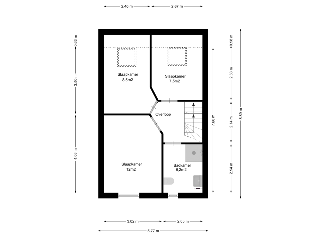 Bekijk plattegrond van 1e verdieping van Elisabeth Kuyperstraat 69