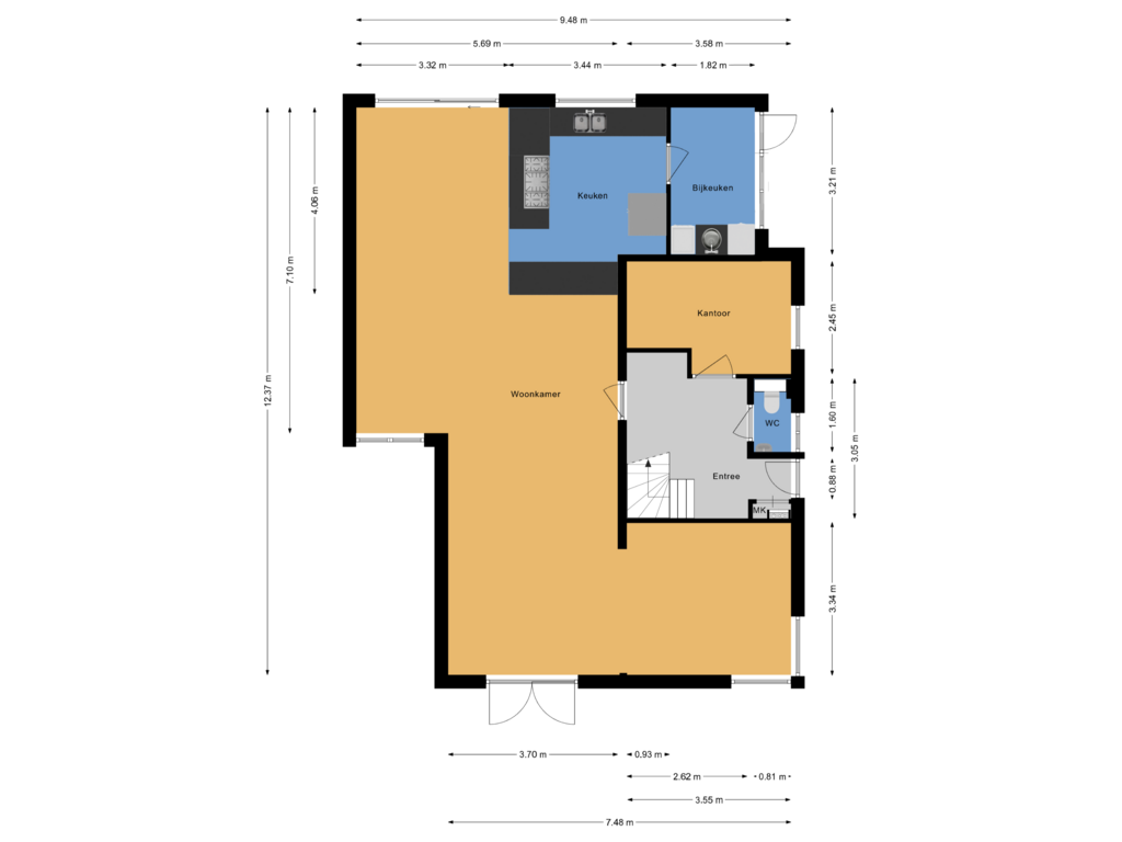 View floorplan of Began grond of Heemraadschapslaan 26