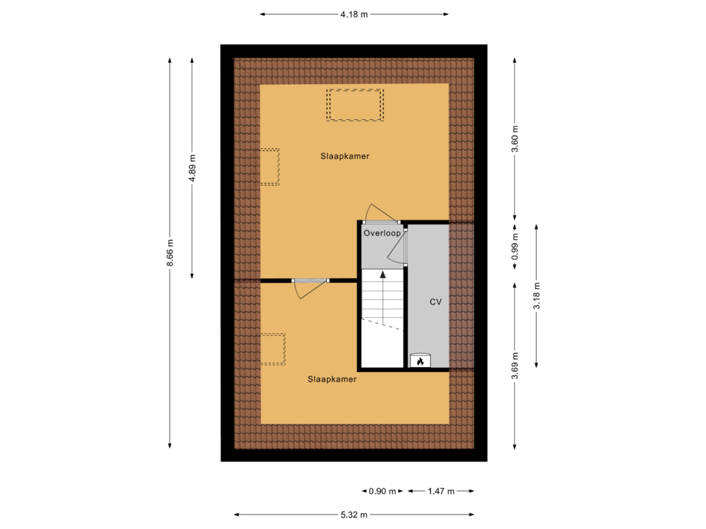 View floorplan of Tweede verdieping of Heemraadschapslaan 26