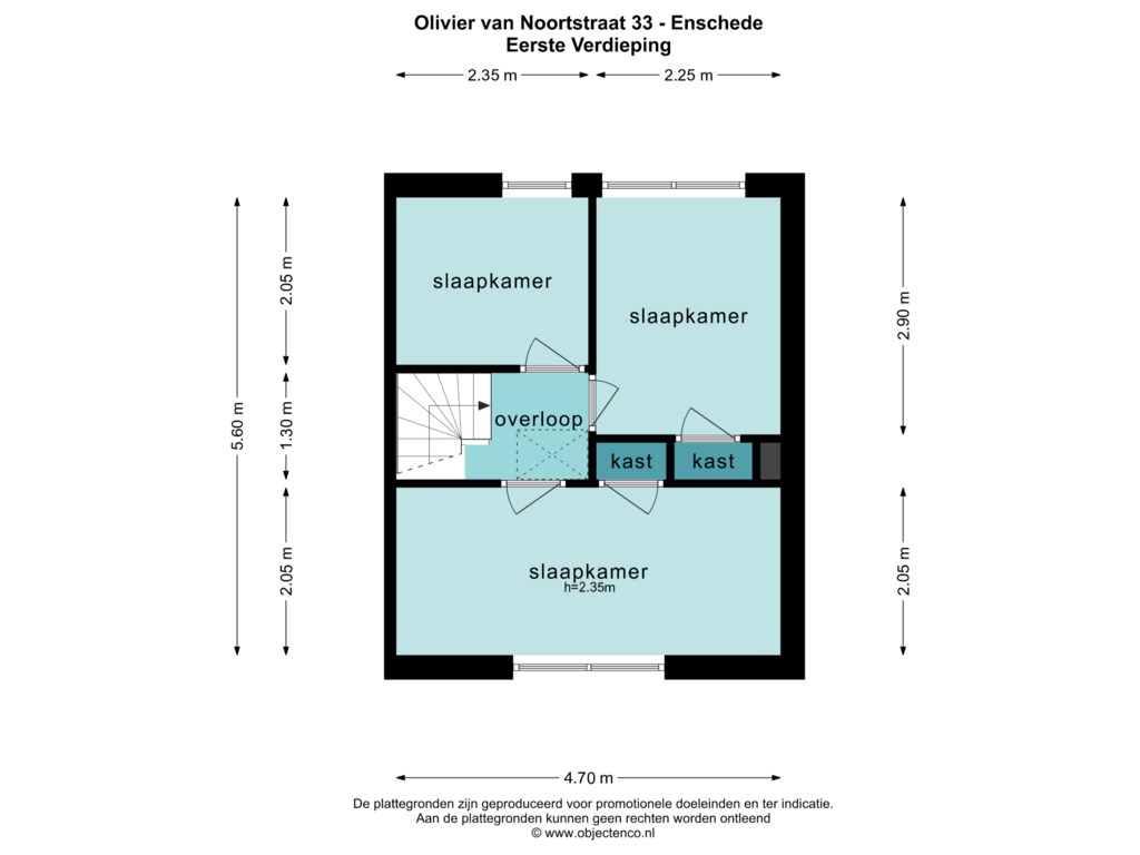 Bekijk plattegrond van EERSTE VERDIEPING van Olivier van Noortstraat 33