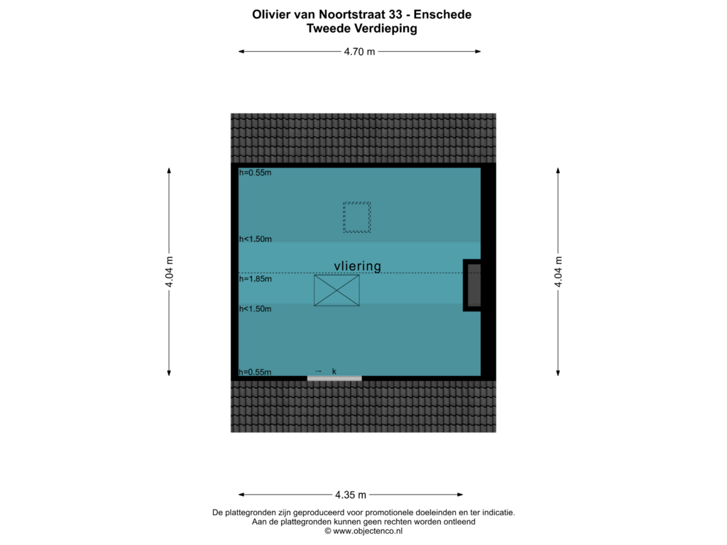 Bekijk plattegrond van TWEEDE VERDIEPING van Olivier van Noortstraat 33