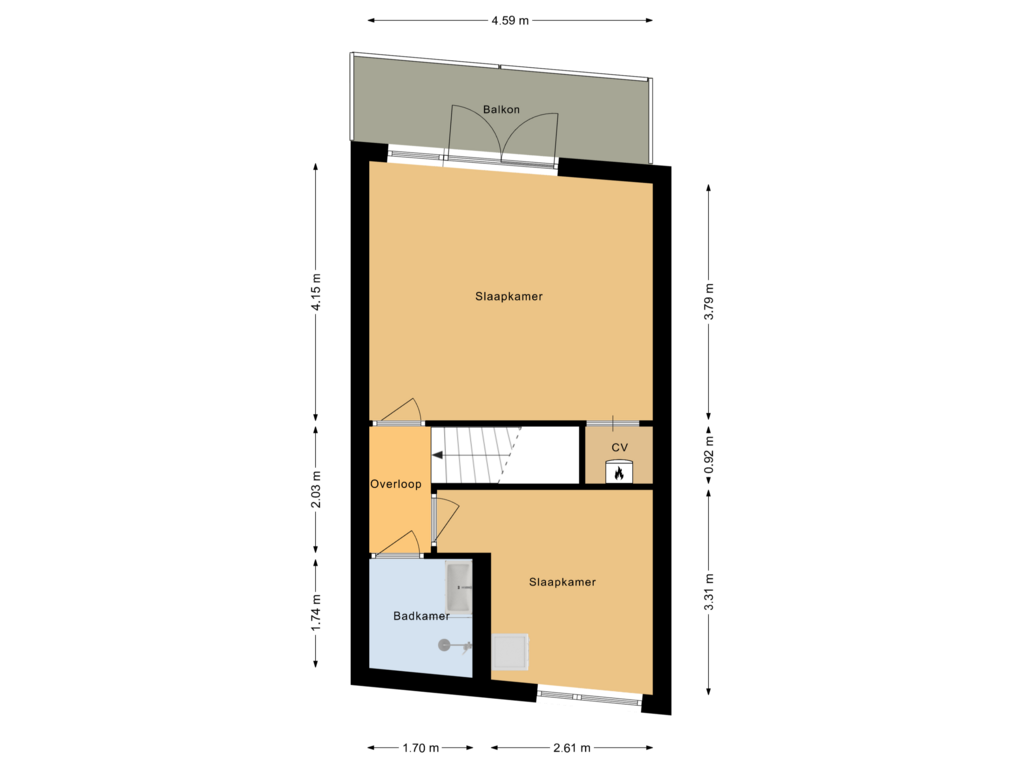 Bekijk plattegrond van Eerste verdieping van Marktstraat 33