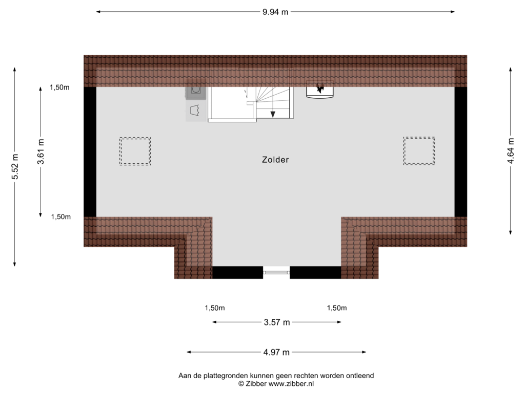 Bekijk plattegrond van Zolder van Vestesingel 102