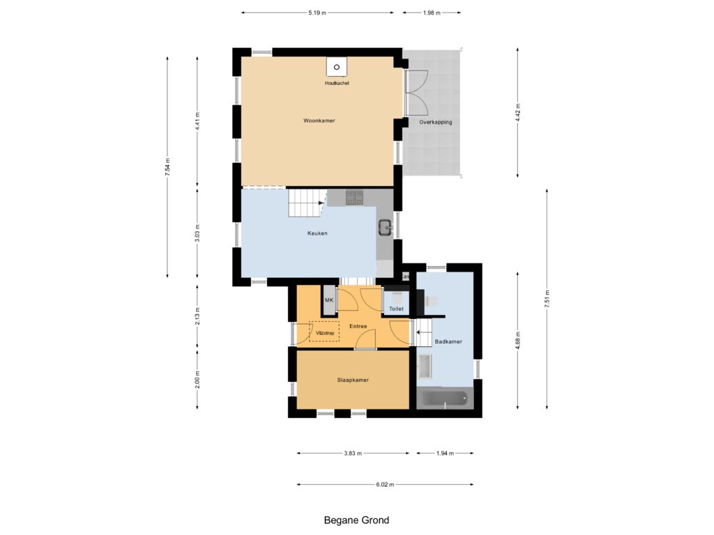 Bekijk plattegrond van Begane Grond van Middelsluissedijk OZ 82