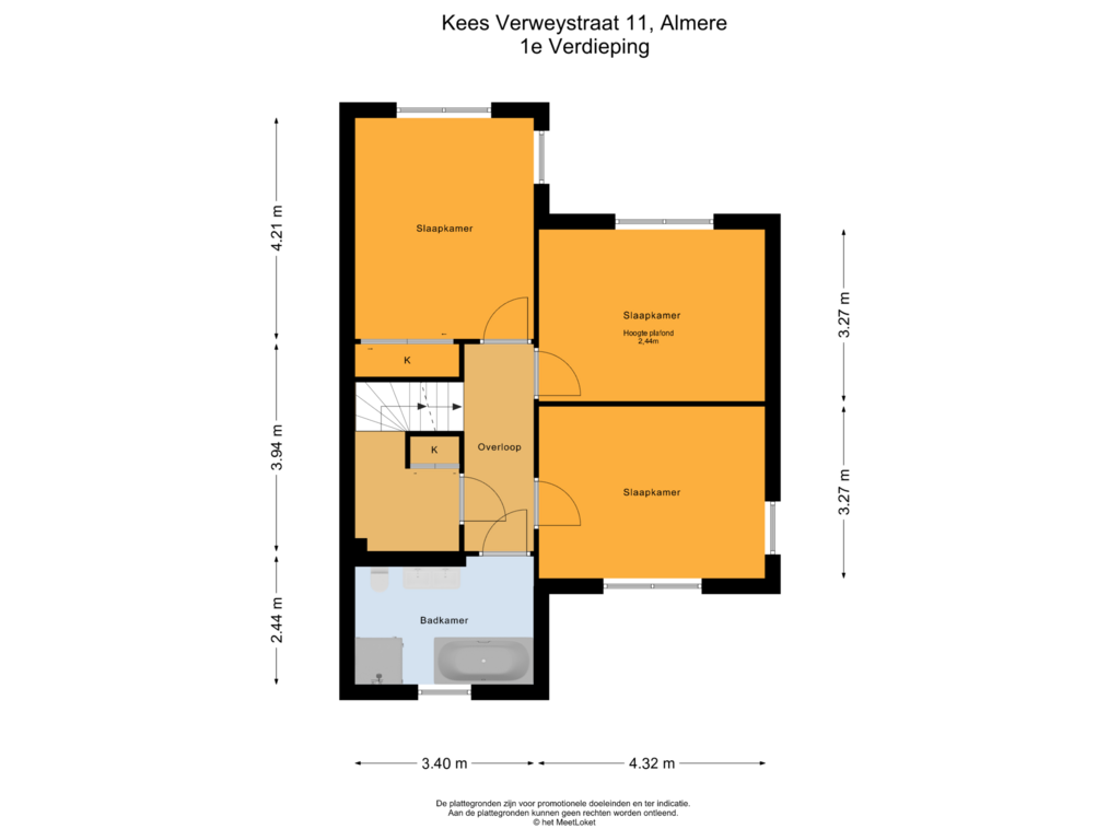 View floorplan of 1e Verdieping of Kees Verweystraat 11