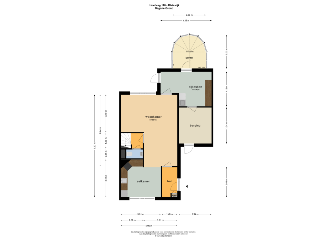 Bekijk plattegrond van BEGANE GROND van Hoefweg 118