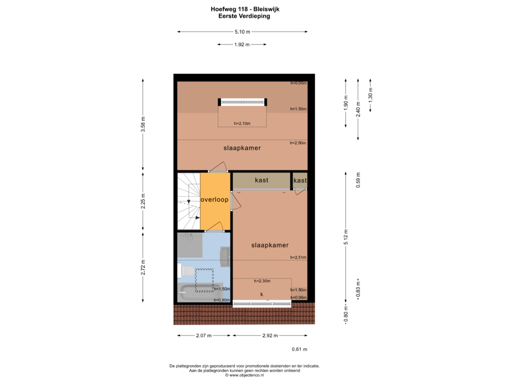 Bekijk plattegrond van EERSTE VERDIEPING van Hoefweg 118