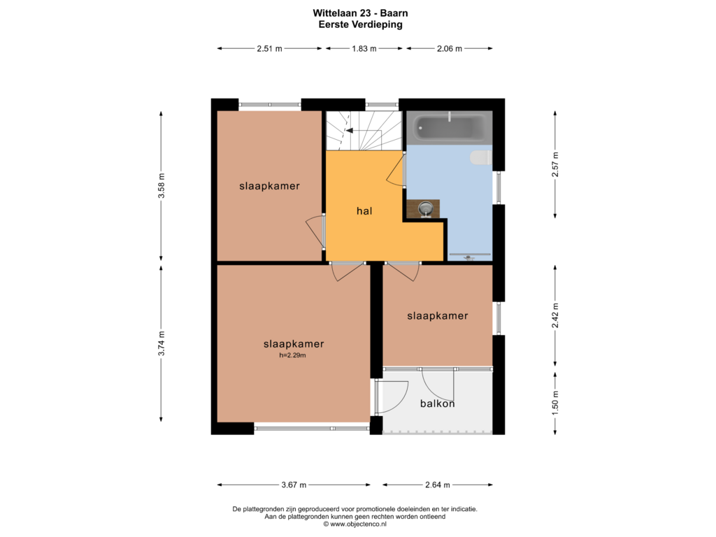 View floorplan of EERSTE VERDIEPING of Wittelaan 23