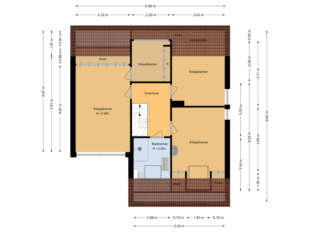 View floorplan of Eerste verdieping of Kerkslagen 54