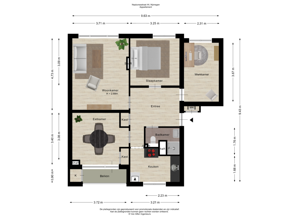 Bekijk plattegrond van Appartement van Neptunusstraat 44