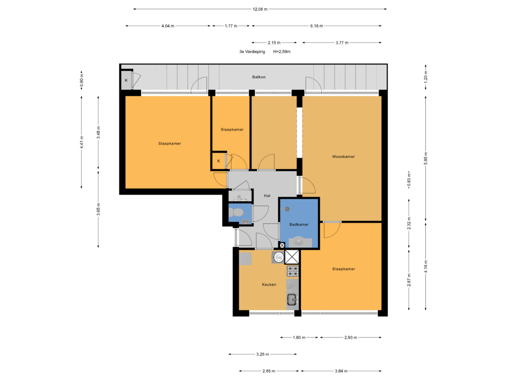 Bekijk plattegrond van 3e Verdieping van Burgemeester Keijzerlaan 157