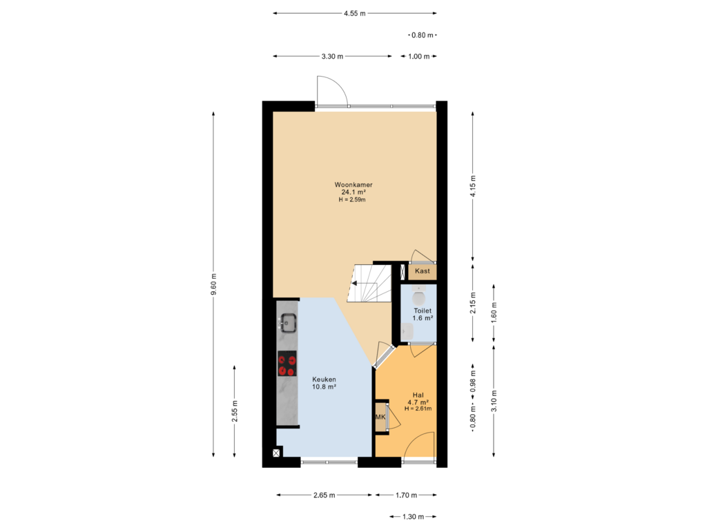 Bekijk plattegrond van Begane grond van Kastanjestraat 5