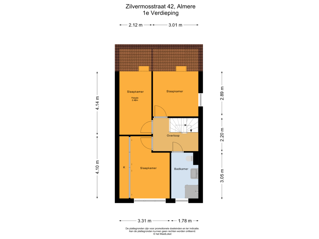 Bekijk plattegrond van 1e Verdieping van Zilvermosstraat 42