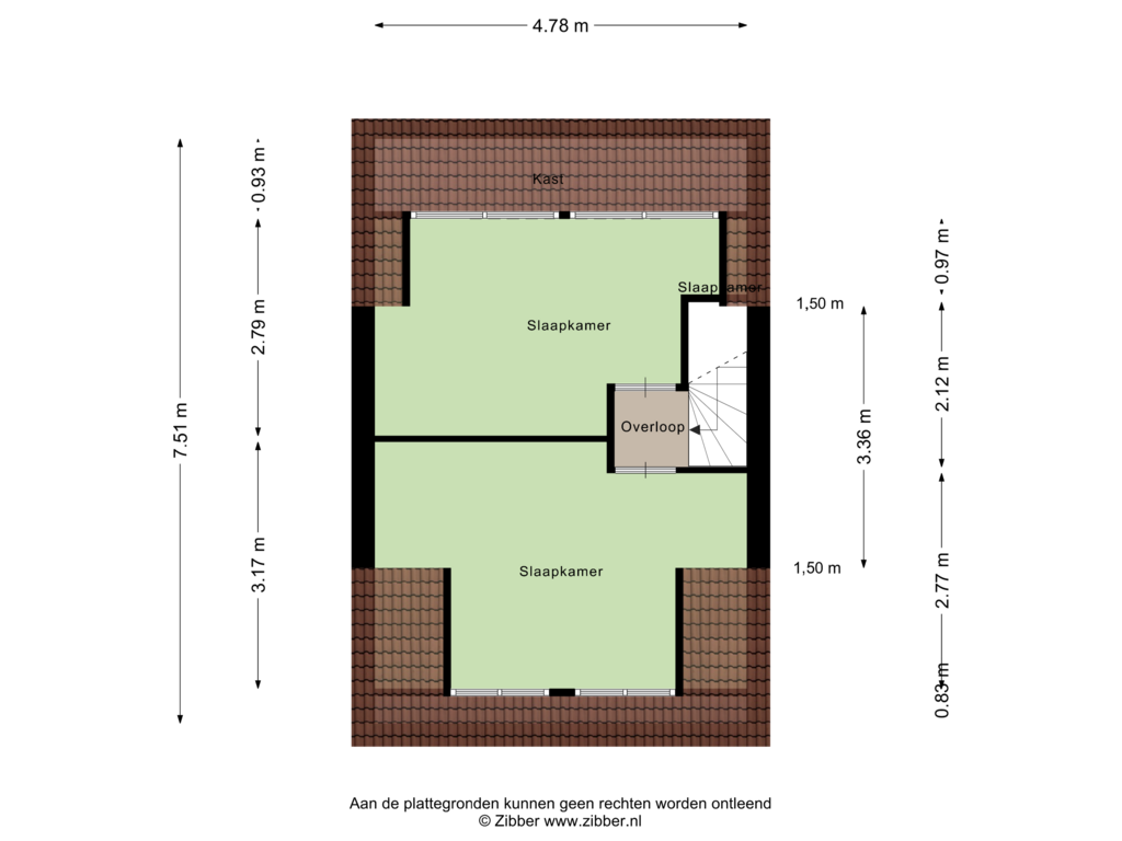 Bekijk plattegrond van Tweede Verdieping van Weverstraat 18