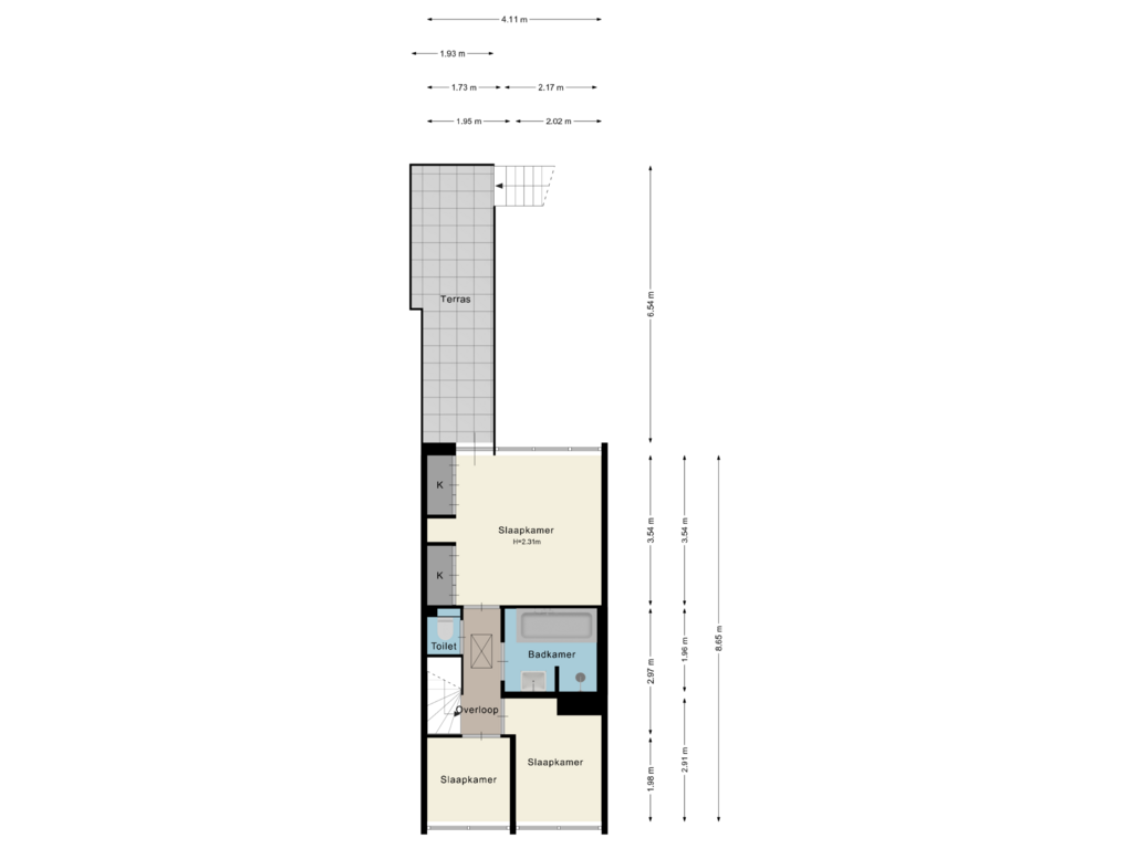 Bekijk plattegrond van 1e verdieping van Stationstraat 8