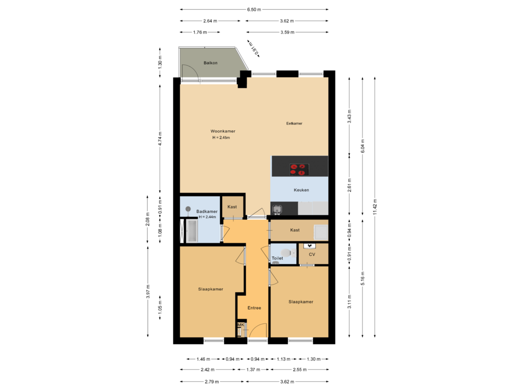 Bekijk plattegrond van Appartement van An van Gilsehof 15