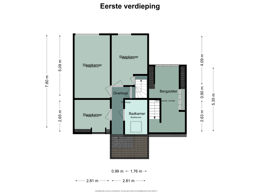 Bekijk plattegrond van Eerste verdieping van Bokkenstraat 17