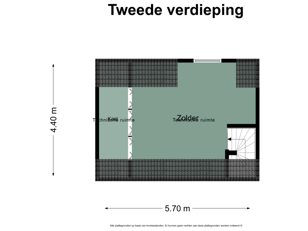 Bekijk plattegrond van Tweede verdieping van Bokkenstraat 17