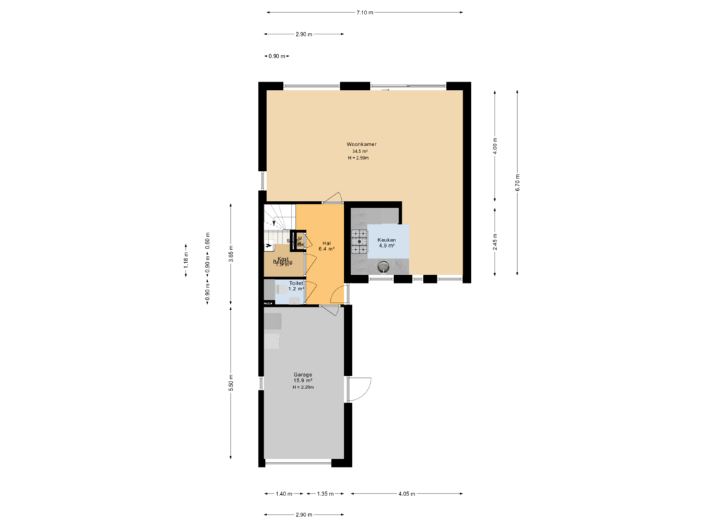 Bekijk plattegrond van Begane grond van Kolwal 16