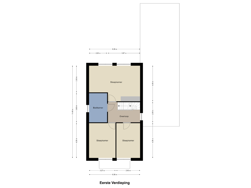 View floorplan of Eerste Verdieping of Gruttostraat 11