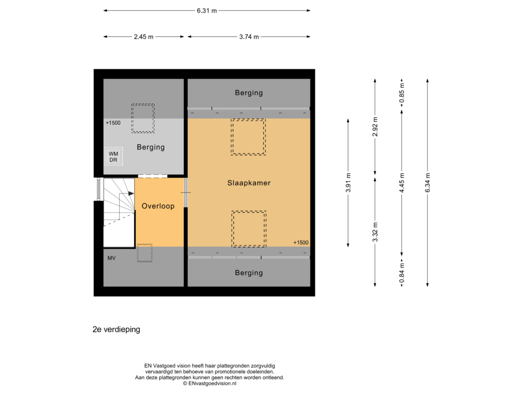 View floorplan of 2e verdieping of Pronkgevel 21