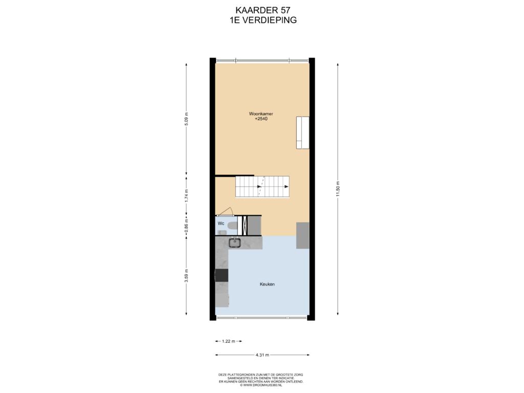 Bekijk plattegrond van 1E Verdieping van Kaarder 57