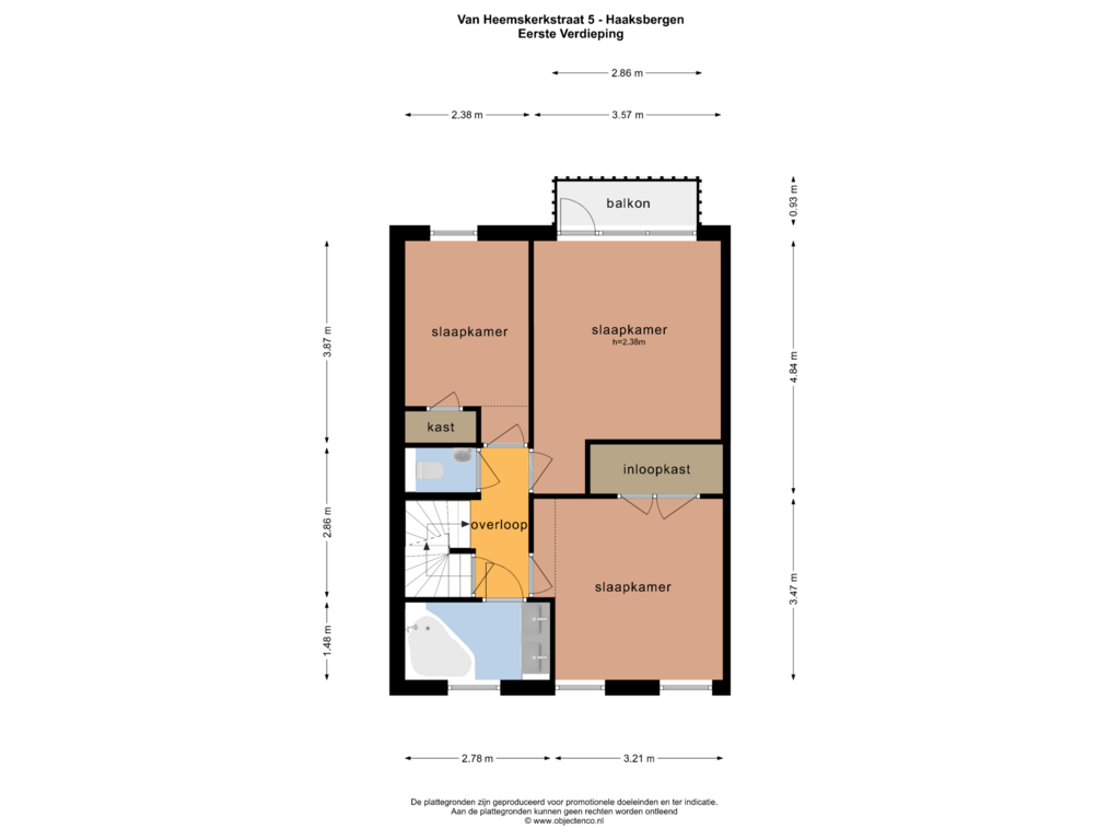 Bekijk plattegrond van EERSTE VERDIEPING van van Heemskerkstraat 5